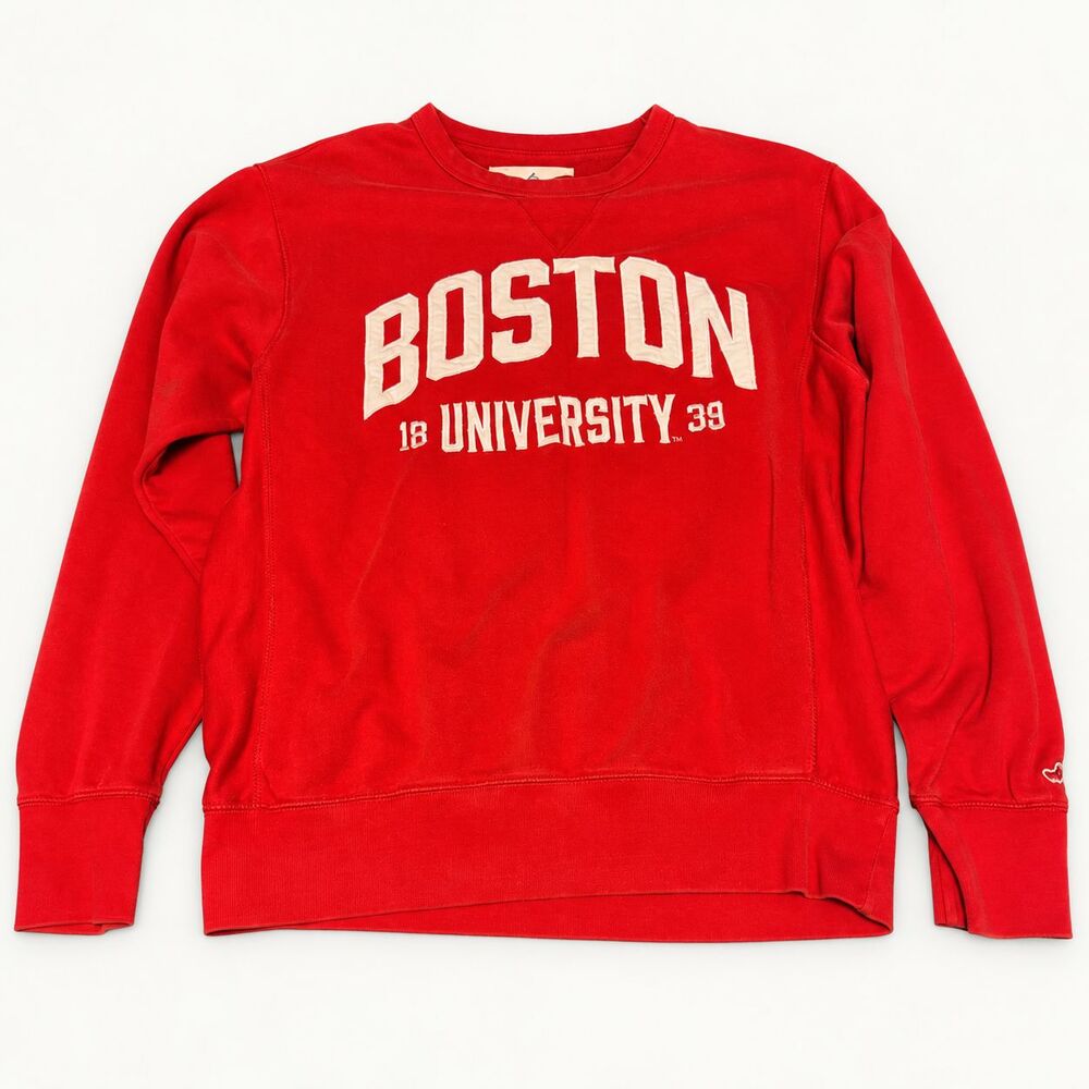 League Boston University 1839 Crewneck Sweatshirt M Red Cotton Blend